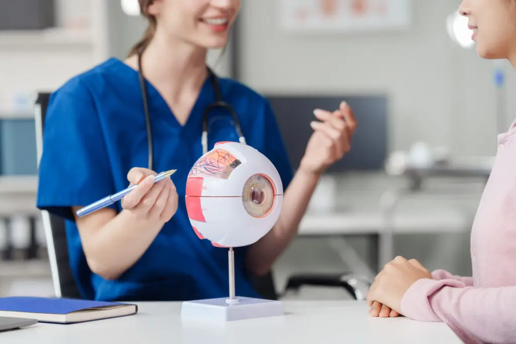 Ophthalmologist conducting visual examination